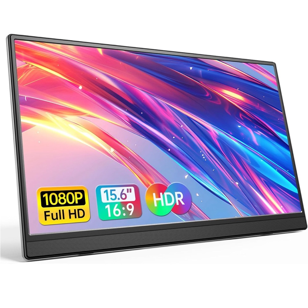 15.6 Inch Portable Monitor FHD 1080P USB-C HDMI Ultra-Slim Travel with Kickstand